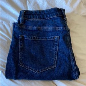 Button fly straight leg crop jeans